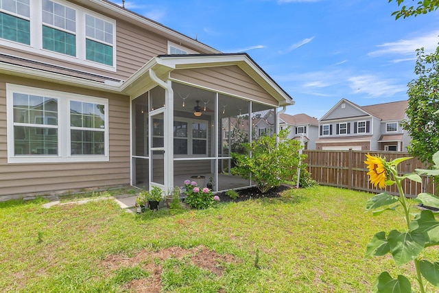 9998 Winged Elm St, Ladson, SC 29456 - view of side of property featuring a sunroom and a ceiling fan