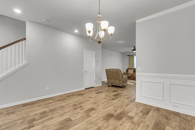9998 Winged Elm St, Ladson, SC 29456 - living area featuring a chandelier, wood finished floors, recessed lighting, a ceiling fan, and baseboards