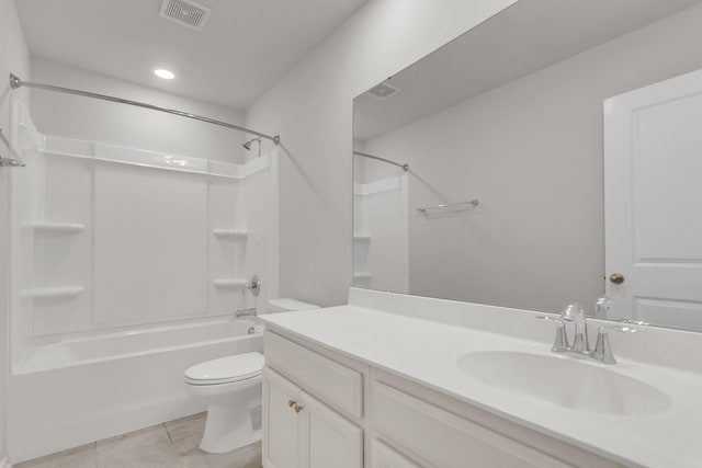 9998 Winged Elm St, Ladson, SC 29456 - bathroom featuring toilet, tile patterned floors, vanity, washtub / shower combination, and recessed lighting