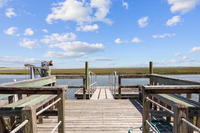 view of dock featuring a water view