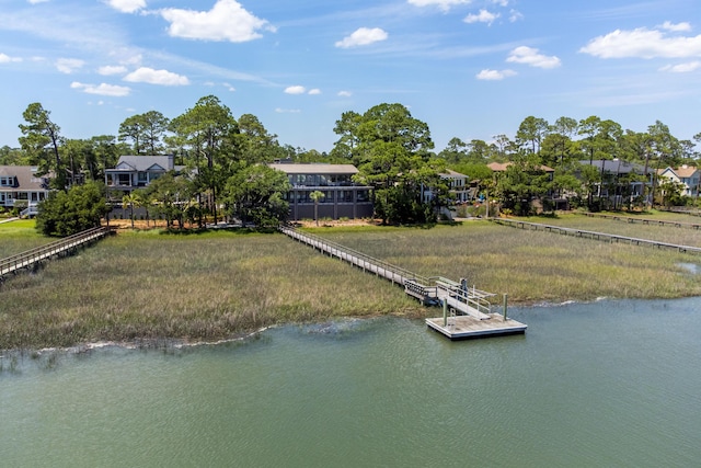 exterior space featuring a water view