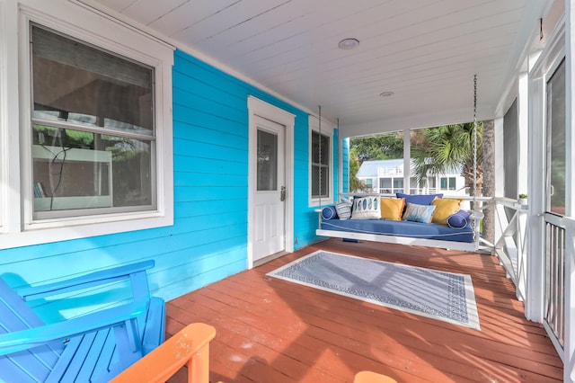 wooden deck with covered porch