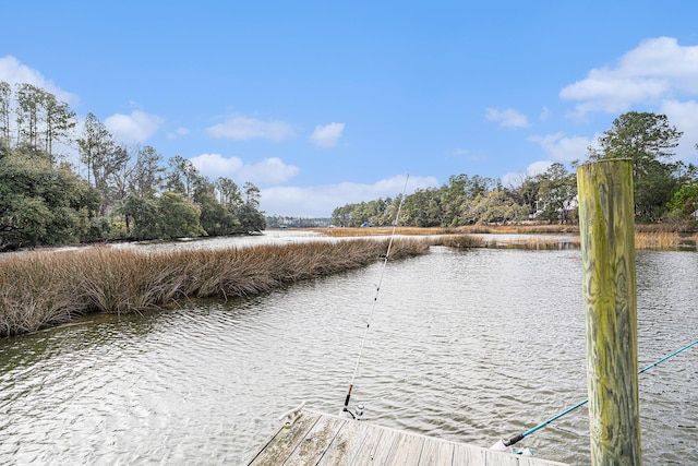 dock area featuring a water view