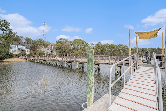 dock area featuring a water view