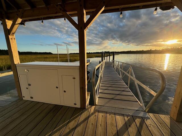 view of dock featuring a water view