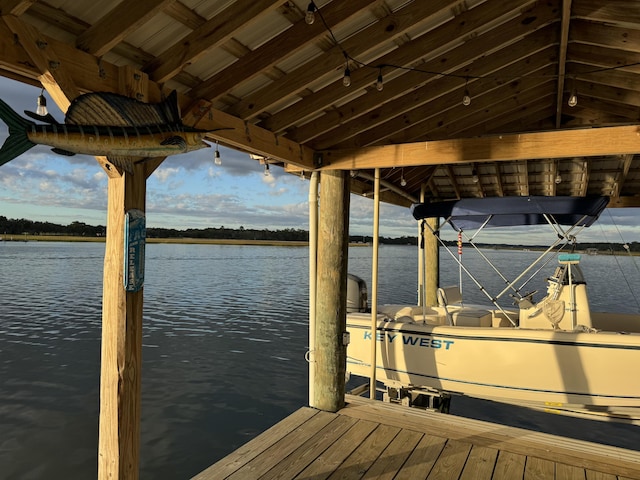 view of dock featuring a water view