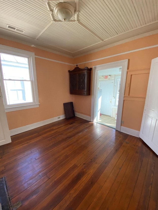 interior space with dark wood-type flooring