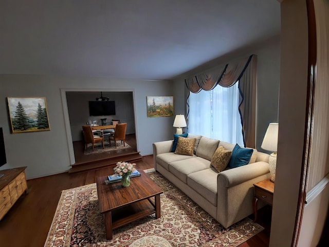 living area featuring wood finished floors