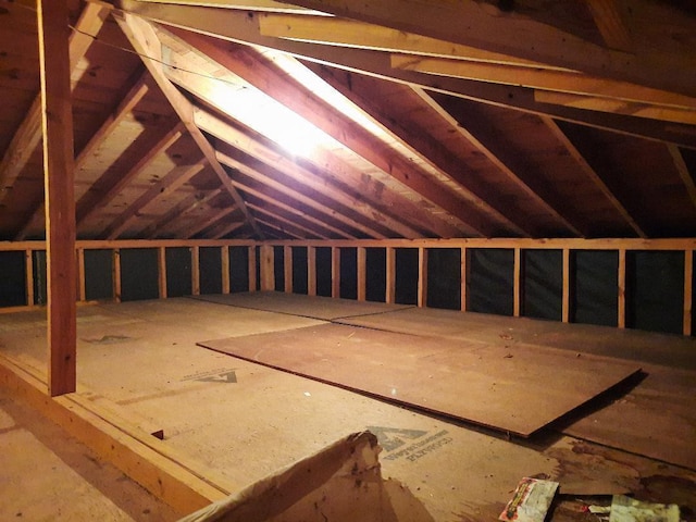 view of unfinished attic