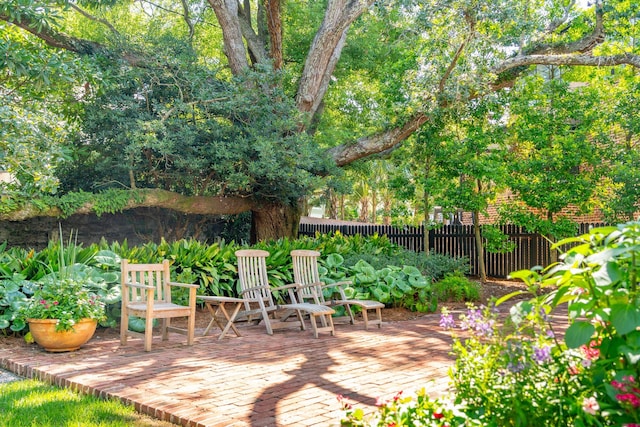 view of patio with a wooden deck