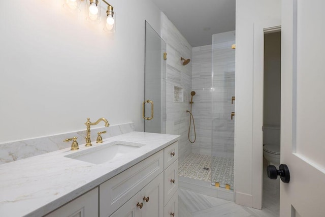 1199 Island View Dr, Mount Pleasant, SC 29464 - bathroom featuring vanity, toilet, and a shower stall