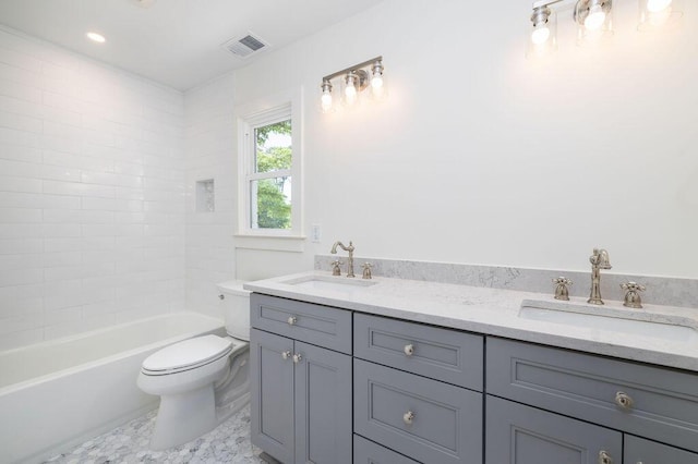 1199 Island View Dr, Mount Pleasant, SC 29464 - full bath featuring a sink, double vanity, toilet, and visible vents