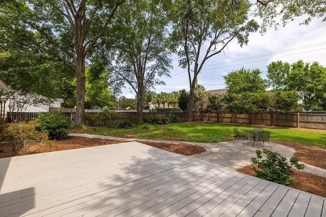 1199 Island View Dr, Mount Pleasant, SC 29464 - deck with a fenced backyard, a patio area, and a lawn