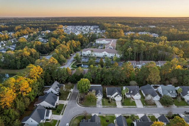 view of aerial view at dusk