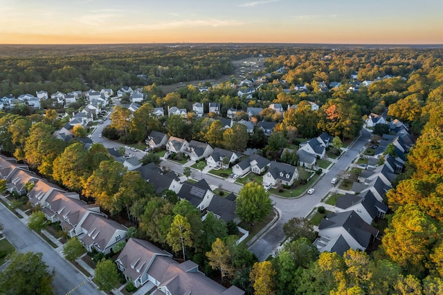 view of aerial view at dusk