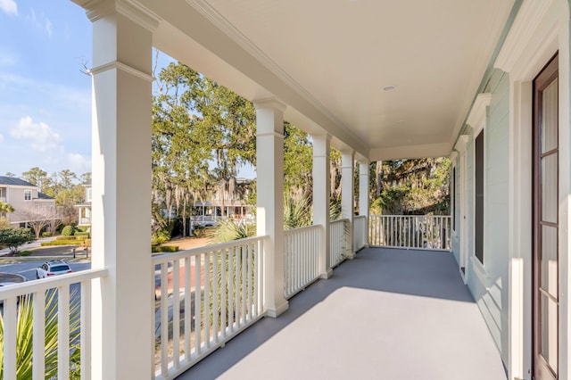 balcony featuring a porch