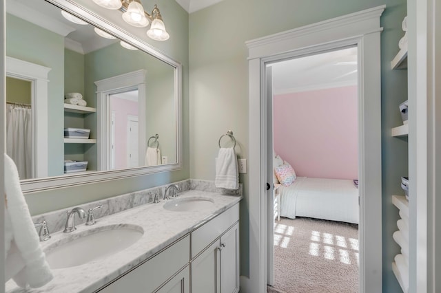 full bath with double vanity and a sink