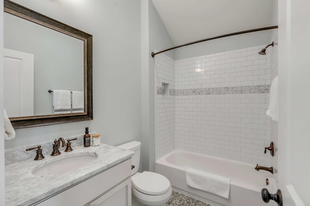 full bathroom with vanity, toilet, and shower / bathtub combination