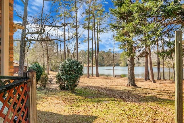 view of yard featuring a water view