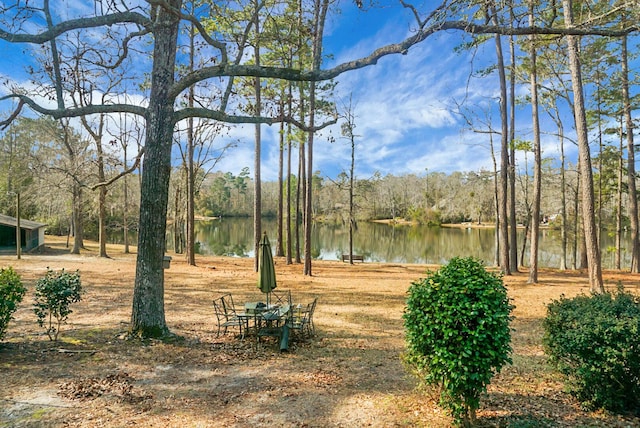 view of yard featuring a water view