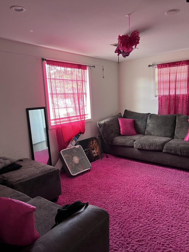 view of carpeted living area