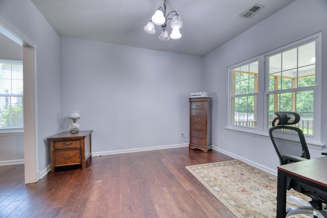 106 Trimley Ct, Goose Creek, SC 29445 - office with dark wood-style floors, a chandelier, and plenty of natural light