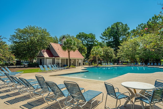 view of pool featuring a patio