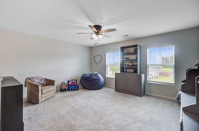 493 Spanish Wells Rd, Summerville, SC 29486 - miscellaneous room with a ceiling fan and carpet floors