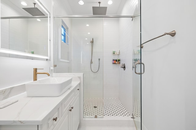 4009 E Amy Ln, Johns Island, SC 29455 - full bathroom featuring a shower stall, vanity, and recessed lighting