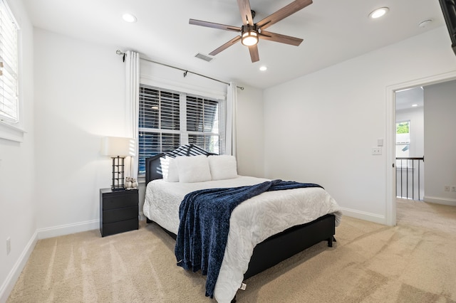 4009 E Amy Ln, Johns Island, SC 29455 - bedroom featuring carpet floors, baseboards, recessed lighting, and a ceiling fan
