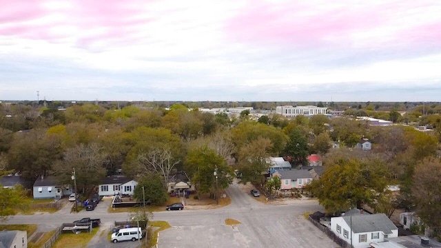 aerial view at dusk with a residential view