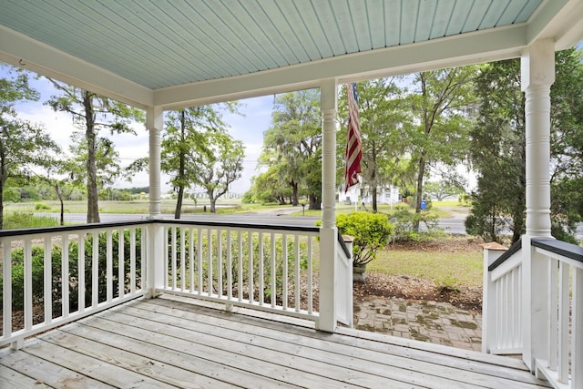 deck featuring covered porch