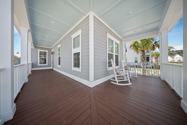 deck featuring a porch