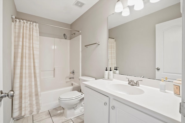3526 Stockton Dr, Mount Pleasant, SC 29466 - bathroom with vanity, tile patterned flooring, toilet, shower / bathtub combination with curtain, and visible vents