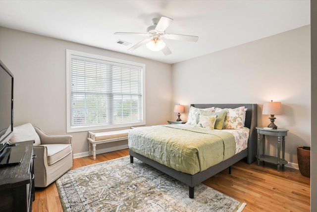3526 Stockton Dr, Mount Pleasant, SC 29466 - bedroom featuring visible vents, light wood-style flooring, ceiling fan, and baseboards