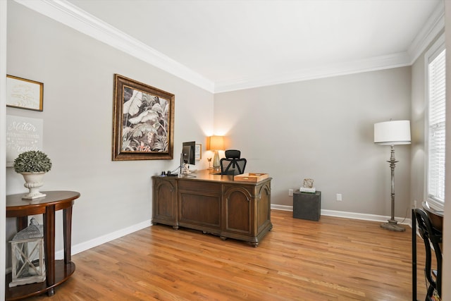 3526 Stockton Dr, Mount Pleasant, SC 29466 - office area with crown molding, light wood finished floors, and baseboards
