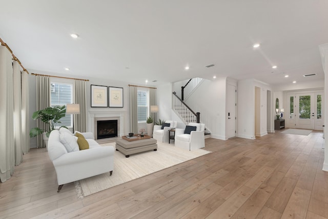 living room featuring light wood-type flooring