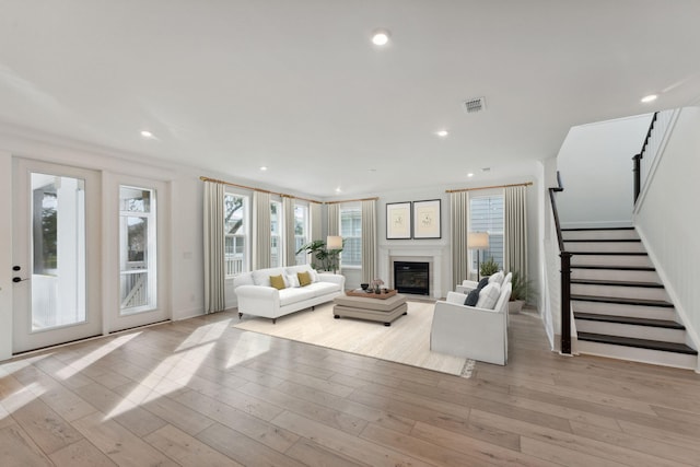 living room featuring light hardwood / wood-style floors