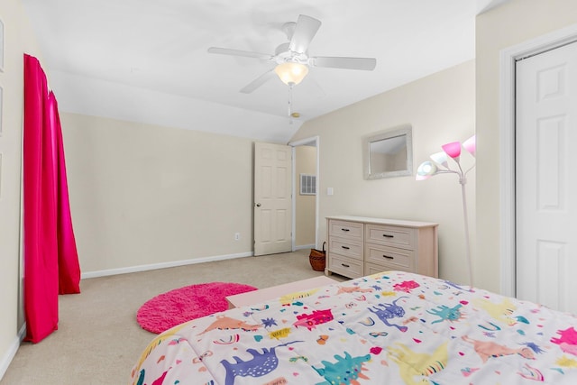 252 Island Green Rd, Goose Creek, SC 29445 - bedroom featuring carpet floors, lofted ceiling, baseboards, and ceiling fan