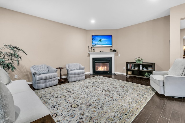 living room featuring dark hardwood / wood-style floors