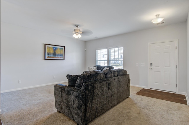 491 Fox Sparrow Ct, Summerville, SC 29486 - living area with baseboards, a ceiling fan, visible vents, and carpet