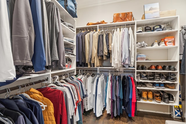 spacious closet with wood finished floors