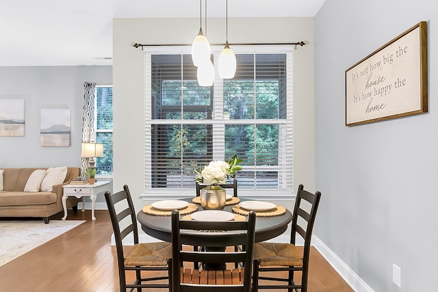 dining area featuring wood-type flooring