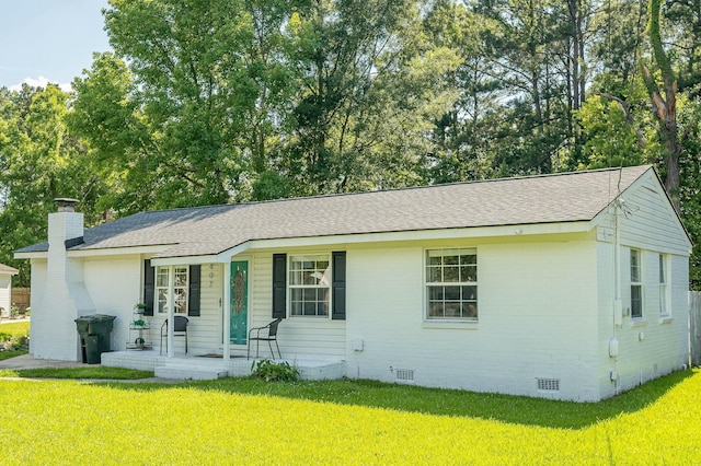 407 Tammie Ave, Goose Creek, SC 29445 - single story home featuring crawl space, a chimney, a shingled roof, a front yard, and brick siding