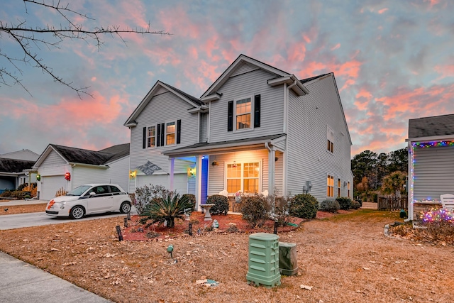 view of front property with a garage