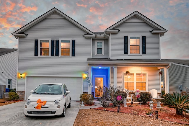 view of front property featuring a garage