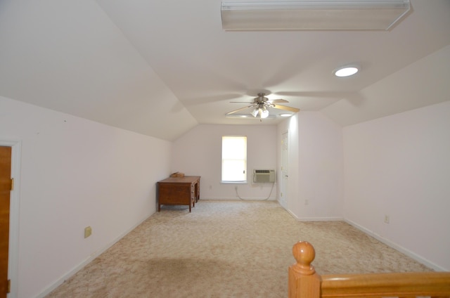 2300 Bethera Rd Unit B, Bonneau, SC 29431 - additional living space featuring ceiling fan, vaulted ceiling, a wall mounted air conditioner, baseboards, and carpet flooring