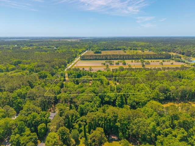 bird's eye view featuring a view of trees