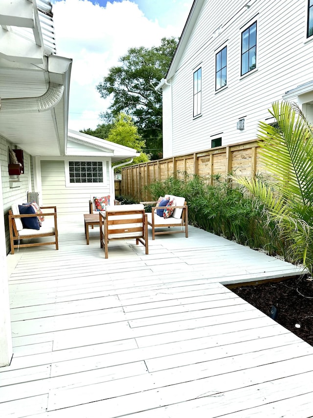 deck featuring an outdoor living space