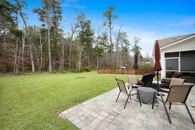 view of patio featuring fence